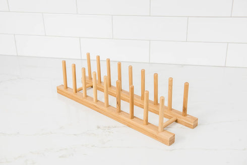 Lipper International 887 Bamboo Wood Plate Rack and Pot Lid Holder, 15-3/8" x 4-3/8" x 4"...