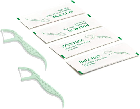 Holy rose Twin-Line Dental Flossers 200 Count?Each Individually Wrapped, Floss 2 Bag Suitable for Travel Hotel Restaurant Office Car Dental Floss,...