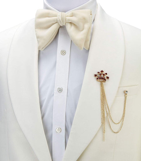 an KINGPiiN Lapel Pin for Men Crowned Stone with Hanging Chain Brooch Costume Pin Suit Stud, Shirt Studs Men's Accessories Collar Pin (Gold Maroon...