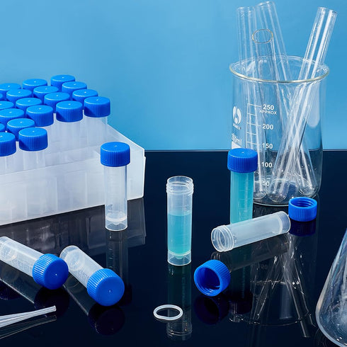 OLYCRAFT 36Pcs 5ml Cryo Tubes Plastic Vials with Screw Caps Small Sample Tubes Test Tubes with Storage Box Plastic Freezing Tubes Clear Vial Blue ...