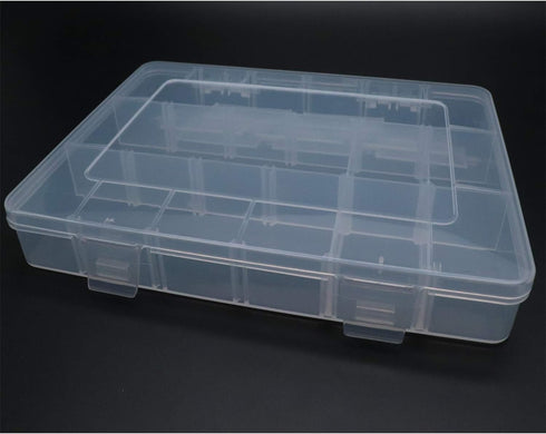 18-Grid Adjustable Plastic Storage Box with Removable Divider for Electronics Jewelry Sewing Tool Gadgets, 7.9 x 5.7 x 1.1 inch...