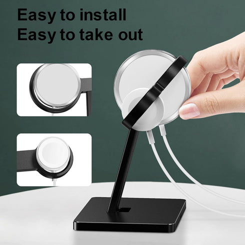 EWA 2 in 1 Magsafe Charger Stand, Aluminum Alloy,Phone Stand Holder,Compatible with iphone15/pro/pro Max, iPhone 14/13/12/ Pro Max/Mini and Apple ...