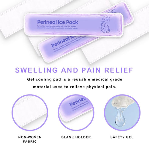 Perineal Ice Packs for Postpartum Reusable, Perineal Cold Packs, Postpartum Hemorrhoid Pain Childbirth Recovery Care, 2 Gel Pads+5 Washable Sleeve...