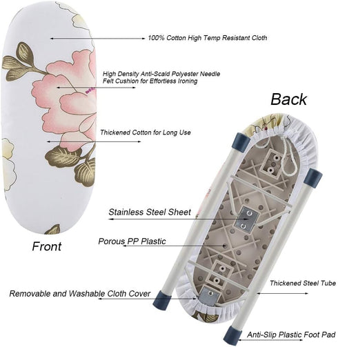 Small Ironing Board Mini Foldable Ironing Board, Space-Saving Portable Ironing Board for Sewing Craft Room Household Dorm(Peony)...