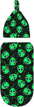 Green Alien Head Newborn Swaddle Blankets Hat Sets Soft Baby Receiving Blanket Swaddle Sack for Baby Shower Infant Boy Girl Gift...