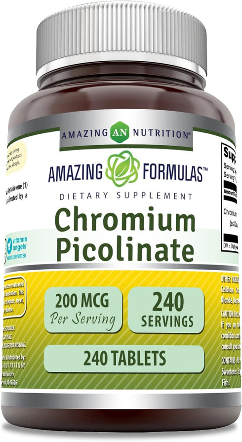 Amazing Formulas Chromium Picolinate Supplement | 200 Mcg Per Serving | Tablets | Non-GMO | Gluten Free | Made in USA (240 Count)...