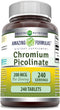 Amazing Formulas Chromium Picolinate Supplement | 200 Mcg Per Serving | Tablets | Non-GMO | Gluten Free | Made in USA (240 Count)...