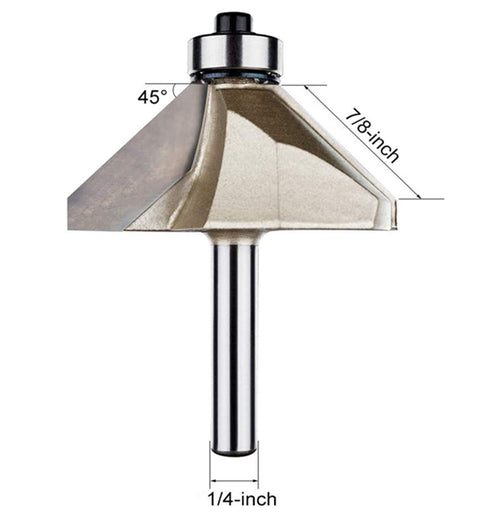1/4-inch Shank Chamfer Router Bits with 45 Degree 7/8-inch Cutting Length Tungsten Carbide Tipped Woodworking Cutter Tool...