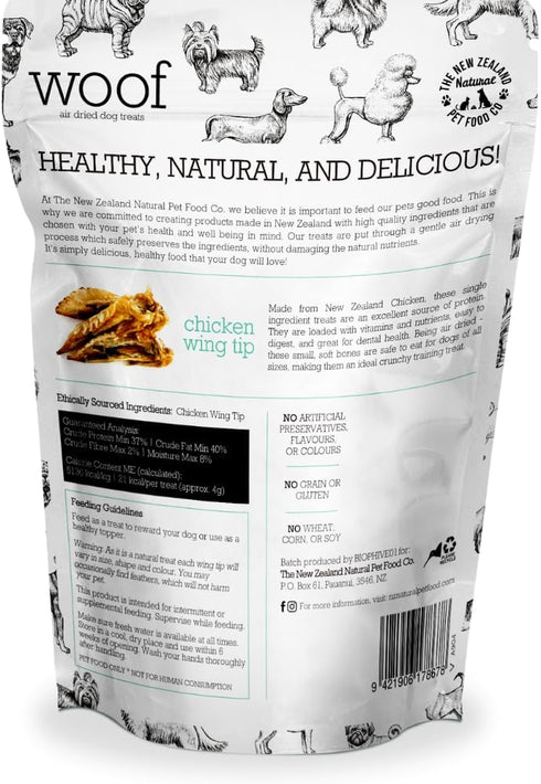 WOOF Air Dried Dog Treats - Chicken Wing Tip, High Protein, Dog Treats Small Dogs and Dog Treats for Large Dog, Natural, Topper or Dog Treat, 1.76...