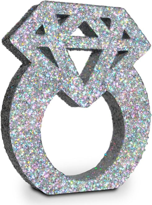 Engagement Decorations Silver Glitter Diamond Ring Sign Centerpieces for Table Decoration,Bridal Shower Decorations Wedding Anniversary Supplies...