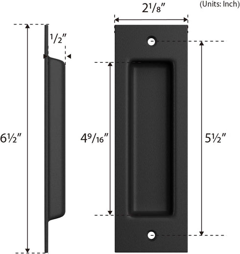 SMARTSTANDARD 2 Pack Flush Pull 6 1/2" Matte Black Inset Handle, Recessed Finger Pull for Sliding Barn Door, Closet, Pocket Door...