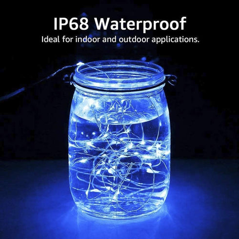 Solar String Lights, 2PACK 33ft 100 LED Blue Copper Wire Lights, Waterproof Fairy Decoration Starry String Lights - 8 Modes, Indoor/Outdoor for Ga...