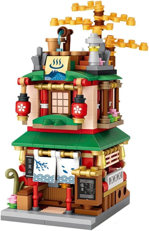 Japanese Street View Hot Springs House,399PCS Mini DIY Building Blocks Model Set, Mini Bricks Toys for Kids and Adults...