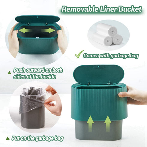 GILIF Mini Desktop Trash Can with Lid,Tiny Press Type Garbage Can with 90pcs Trash Bags,Small Little Cute Countertop Bathroom Waste Bin...