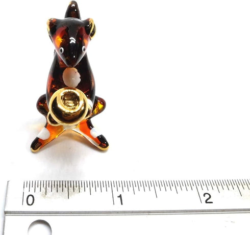 Handmade Mini 2" Cute Squirrel with Walnut Figures Blown Glass Art, Collectible Figurine Gift Ideas, Miniature Wild Animals, Tiny Ornament Cool St...