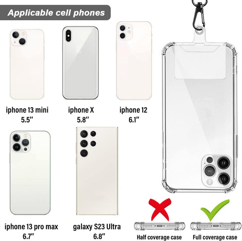 Cell Phone Lanyard, Phone Lanyards for Around The Neck, 2 in 1 Phone Strap with Silicone Phone Holder and Patch, Fits iPhone and Most Cell Phones ...