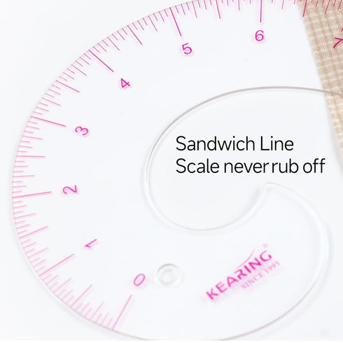 12inch Vary Form Curve Ruler, Sandwich Line Scale, Plastic Comma Shape French Curve Ruler, Clear Muti Function Sewing Ruler for Pattern Making...