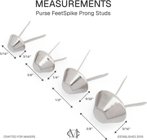 CRAFTMEMORE Cone Brads Purse Feet Handbag Flat Nailheads Spike Prong Studs Avail in Multiple Sizes 100 PCS (15 mm (?5/8"), Gunmetal)...