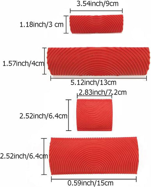 4 Pieces Wood Graining Tool,Wood Grain Tool, Rubber Wood Pattern Graining Knurling Tool On All Surfaces...