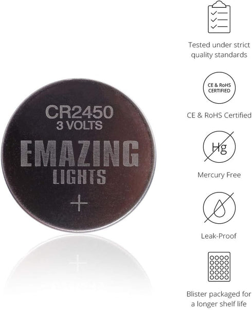 EmazingLights 20 Pack CR2450 Battery 3V Lithium Coin Cell Batteries Long Lasting Multipack for Keyless Remote FOB, Candles...