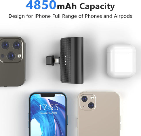 Mini Portable Charger for iPhone, 4850mAh Ultra-Compact Small Power Bank Cute Battery Pack Compatible with iPhone 14/14 Pro Max/13/13 Pro Max/12/1...