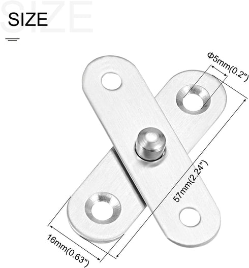 360 Degree Rotating Pivot Hinge (57 x 16mm) 8Sets, Stainless Steel Door Hinges - for Home Kitchen Gate Closet Cupboards...