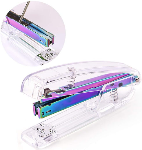 Coopay Clear Acrylic Stapler Purple Desktop Stapler with 2000 Pieces Silvery Staples for Office Desk Accessory(Purple)...