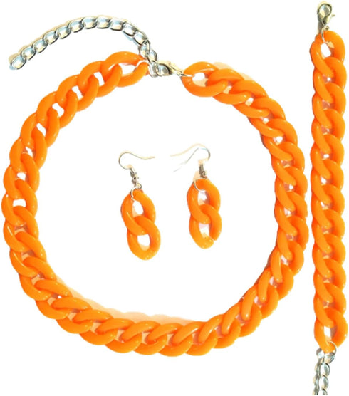 3Pcs/Set Acrylic Chunky Statement Necklace Paperclip Cuban Link Bracelet Hip Hop Dangling Earrings Punk Choker Paperclip Statement Jewelry Set for...