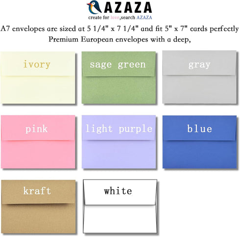 50 Pack 5x7 Envelopes for Invitations,5x7 Envelopes,A7 Envelopes Ivory Self Seal,Printable Envelopes for Wedding,Invitation,Baby Shower,Envelopes ...