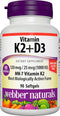 Webber Naturals Vitamin K2 MK-7 (120 mcg) with Vitamin D3 (1,000 IU), 90 Softgels, Supports Bones, Teeth, and Cardiovascular System, Vitamin Suppl...