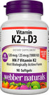 Webber Naturals Vitamin K2 MK-7 (120 mcg) with Vitamin D3 (1,000 IU), 90 Softgels, Supports Bones, Teeth, and Cardiovascular System, Vitamin Suppl...