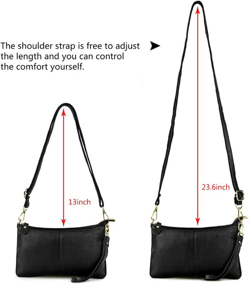 Genuine Leather Clutch Wallet For Women Wristlet Envelop Crossbody Purse Card Shoulder Bag...