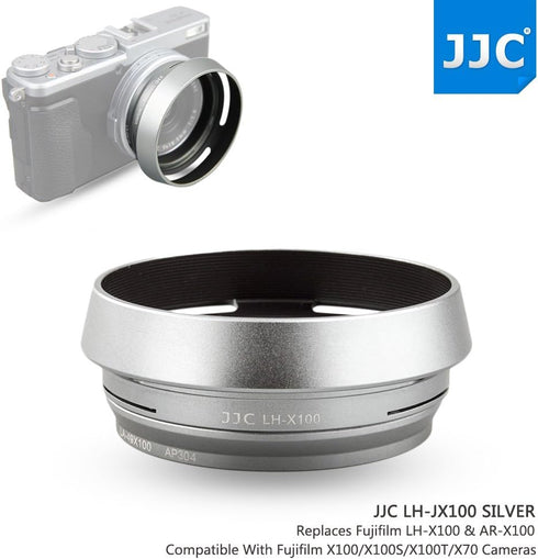 JJC Metal Lens Hood Shade Protector with 49mm Filter Adapter Ring for Fujifilm Fuji X100VI X100V X100F X100T X100S X100 X70 replaces Fujifilm LH-X...