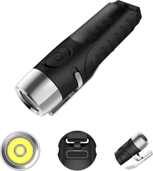S12Plus Keychain Flashlight?610 High Lumen EDC Pocket Flashlight,USB C Rechargeable Mini LED Flashlight,Small Flashlight for Everyday use, Backpac...