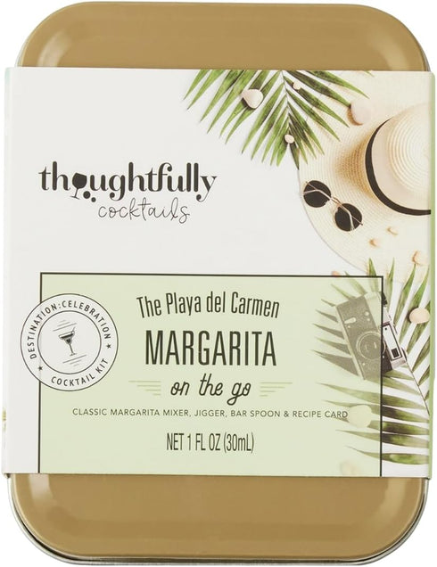 Thoughtfully Cocktails, Cocktail Kit Travel Tin Gift Set, Includes Classic Margarita Cocktail Mixer, Jigger, Bar Spoon and Recipe Card (Contains N...