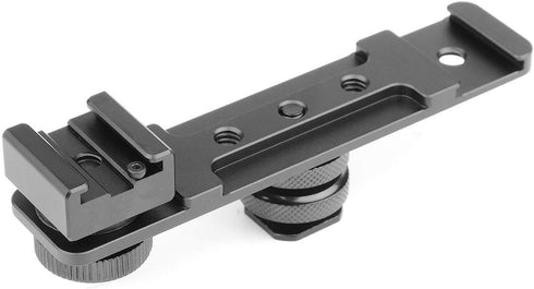 ChromLives Hot Shoe Extension Bar Mount, Cold Shoe Extension Flash Bracket, Dual Straight Mount Flash Bracket Compatible with Nikon Canon Sony Oly...