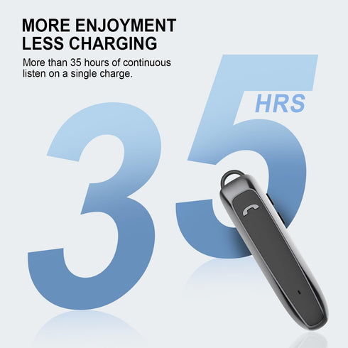 Bluetooth Headset, Wireless Bluetooth Earpiece with 35 Hours Talking Time, V5.2 Hands-Free Bluetooth Headset with Microphone IPX5 Waterproof Half ...