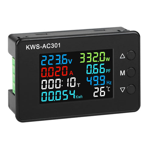 DROK AC Multi-Function Meters, 50-300V 0-20A Voltage Current Power Electric Energy, 110V 220V Voltmeter Multimeter LCD Digital Display KWH Reader...
