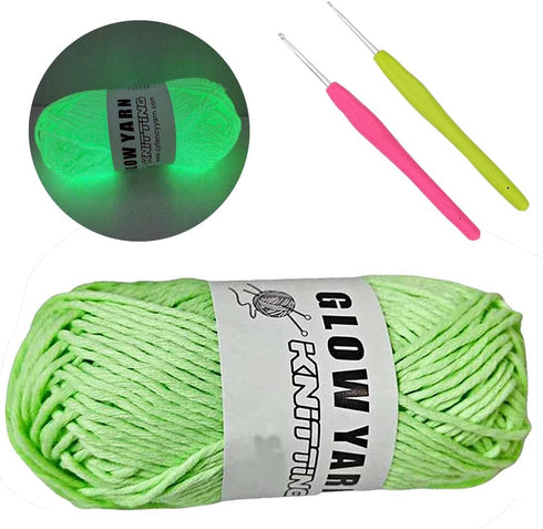 Luminous Knitting Yarn, Yarn Glow in The Dark, Sewing Supplies, (55 Yards) for DIY Arts, Crafts & Sewing (with 2pcs Crochet) (Green)......