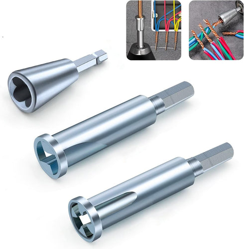 Wire Twister Tool for Drill, 3 Way/ 5 Way Wire Stripper and Electrical Wire Twister Tool for Power Drill, Quick Stripping Tool Set for 6-10 AWG Ca...