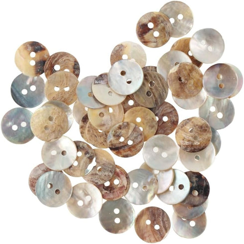 50 Pcs 2 Holes Sewing Round Craft Buttons 0.5inch (13mm) Craft Shell Buttons Shell Pearl Buttons for Shirts Clothes DIY Accessories...