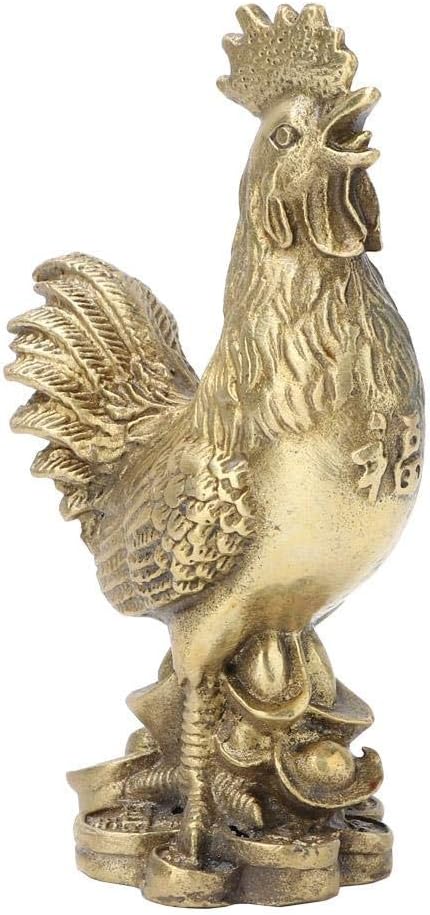 Hilitand Brass Luck Rooster Chicken Statue Feng Shui for Decor Meaning Good Luck and Wealth one of The Zodiac Signs 10cm/3.94in...