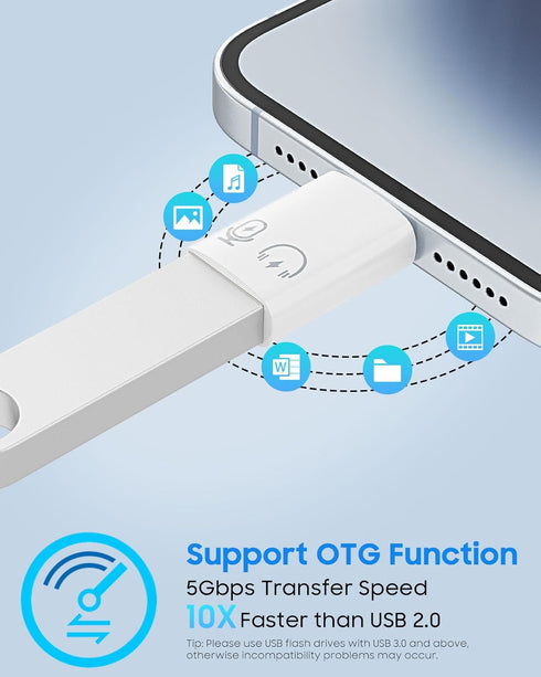 MoKo USB C Female to Lightning Male Adapter, Lightning Male to USB-A Female OTG Adapter Connector for iPhone 14/13/12/11 Pro Max/iPad/iPod/AirPods...