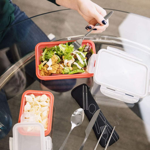 Reusable Travel Utensils with Case | Fork and Spoon Set with Knife, Chopsticks and Optional Reusable Straw– Office, Travel, or Camping Accessories...