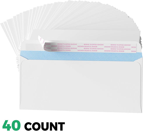 #10 Envelopes Self Seal Security Tinted Envelopes for Privacy & Business, Peel and Seal, NO Window, Letter Size 4-1/8 x 9-1/2 Inches, 24 LB,White ...