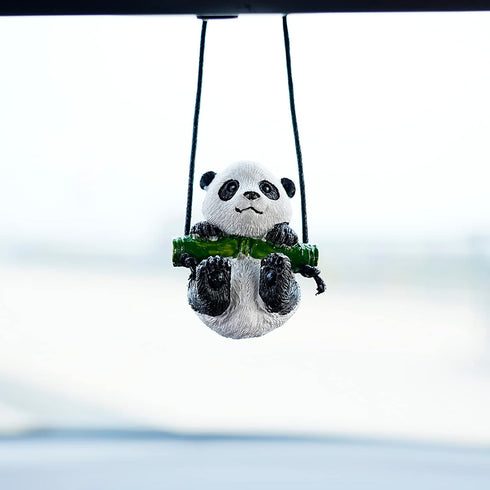 Cute Swinging Panda Car Mirror Hanging Accessories Fun Interior Rearview Mirrors Car Decorations (Panda)...