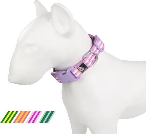 Striped Puppy Dog Collar Personalize Dog Collar for Dog Training Easy Cute Dog Collar Small Dog Collar Puppy Collars (Purple, S(14-20in))...