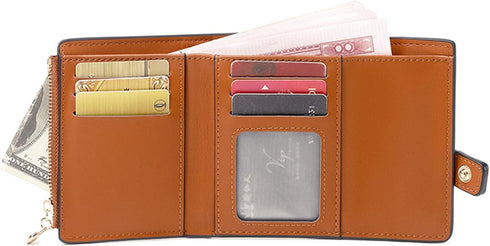 AOXONEL Small Womens Wallet Leather Wallets for Women Rfid Ladies Wallets Trifold Wallet Compact Thin with Card Slots and Zipper Coin Pocket (Whit...