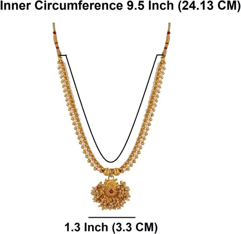 Efulgenz Indian Traditional 14 K Gold Plated Pearl Beaded Temple Pendant Necklace Jewelry for Women...
