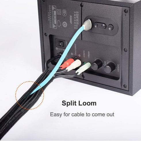 ZhiYo 20ft - 1/2 inch Cable Sleeve, Cord Wrap Wire Protector Tubing for Pets, PC Cable Wrap, Computer Cable Management Sleeve - Black...